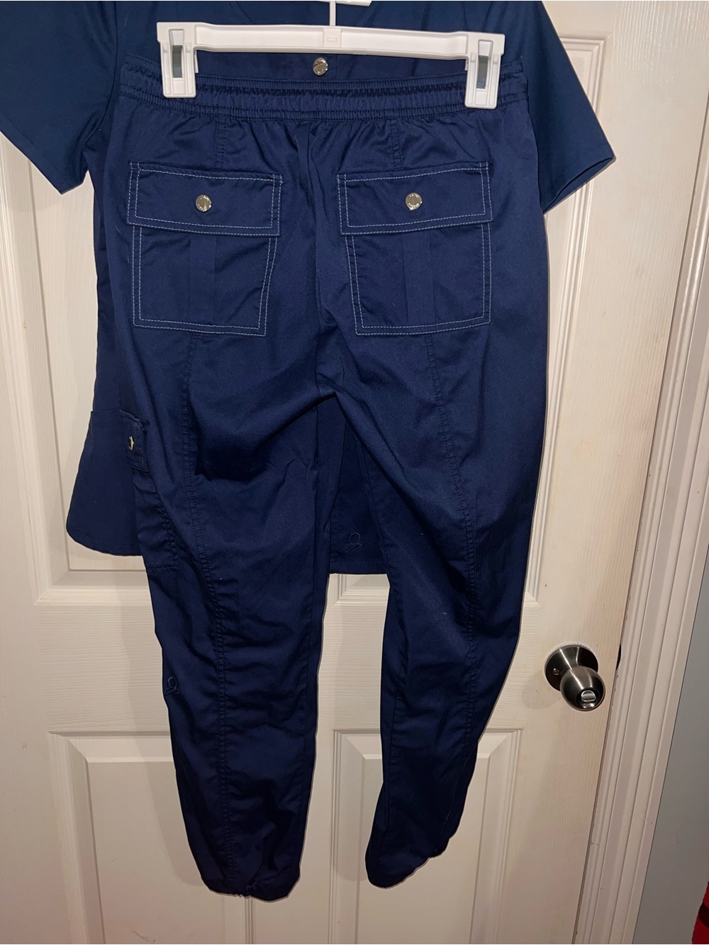 Jaanuu Navy Short Sleeve Zip Front Scrub Top and Pants set - Picture 3 of 6